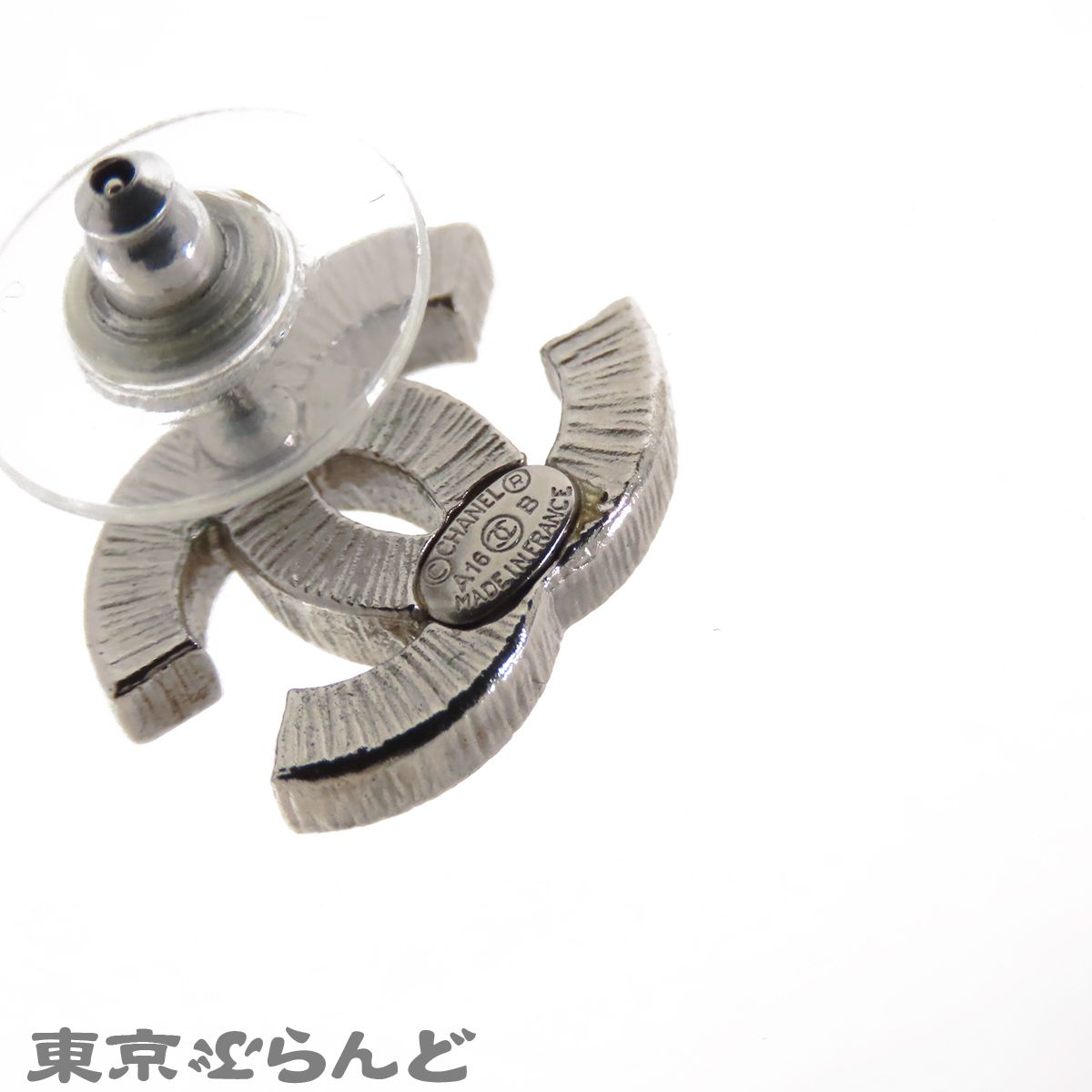 シャネル CHANEL ココマーク スタッド ピアス シルバー メタル ライン