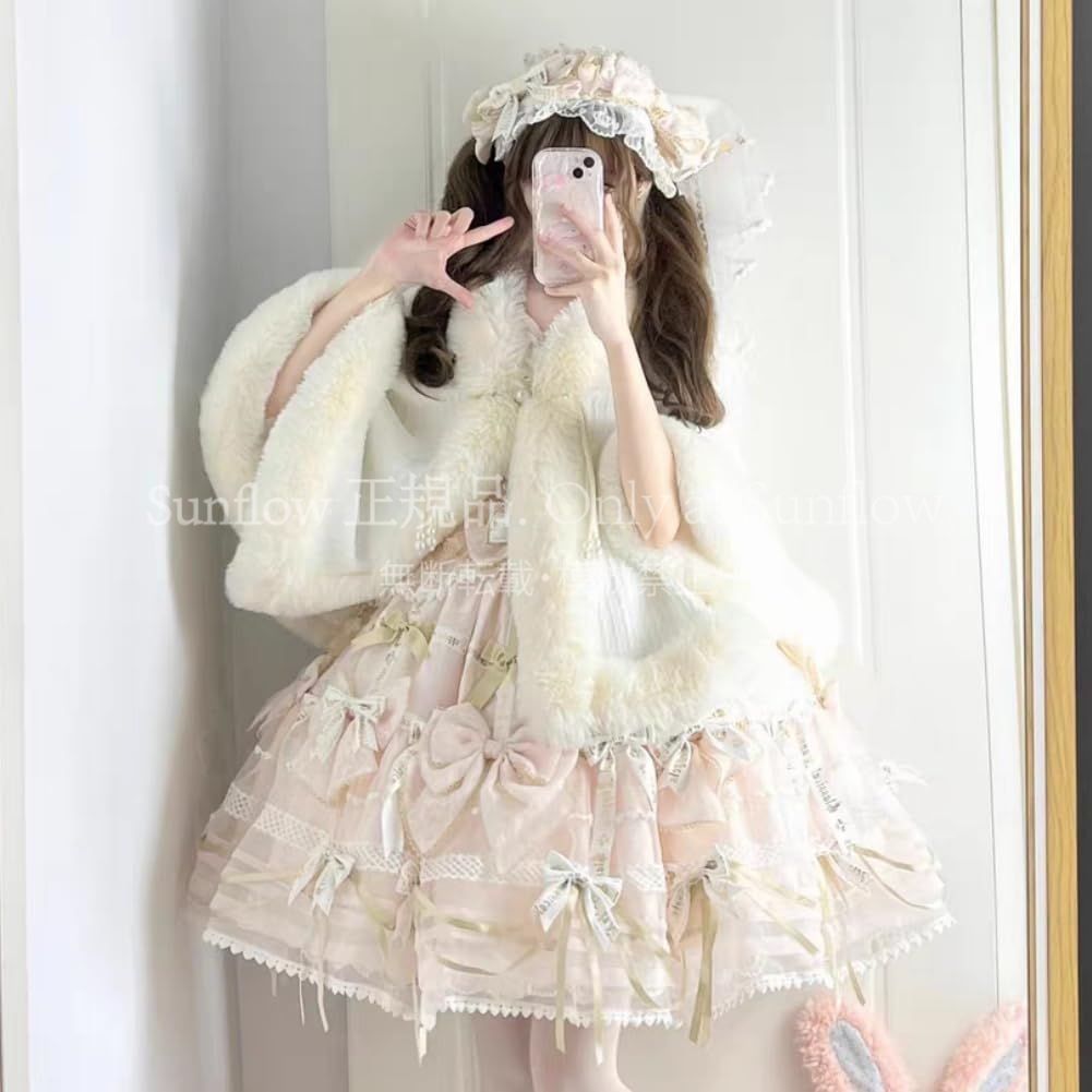 コスプレ 衣装 レディース ロリータ ふわふわ コート ドレス セットアップ 特価】人気商品☆ロリータ系 ケープコート レディース ふわふわ 地雷系