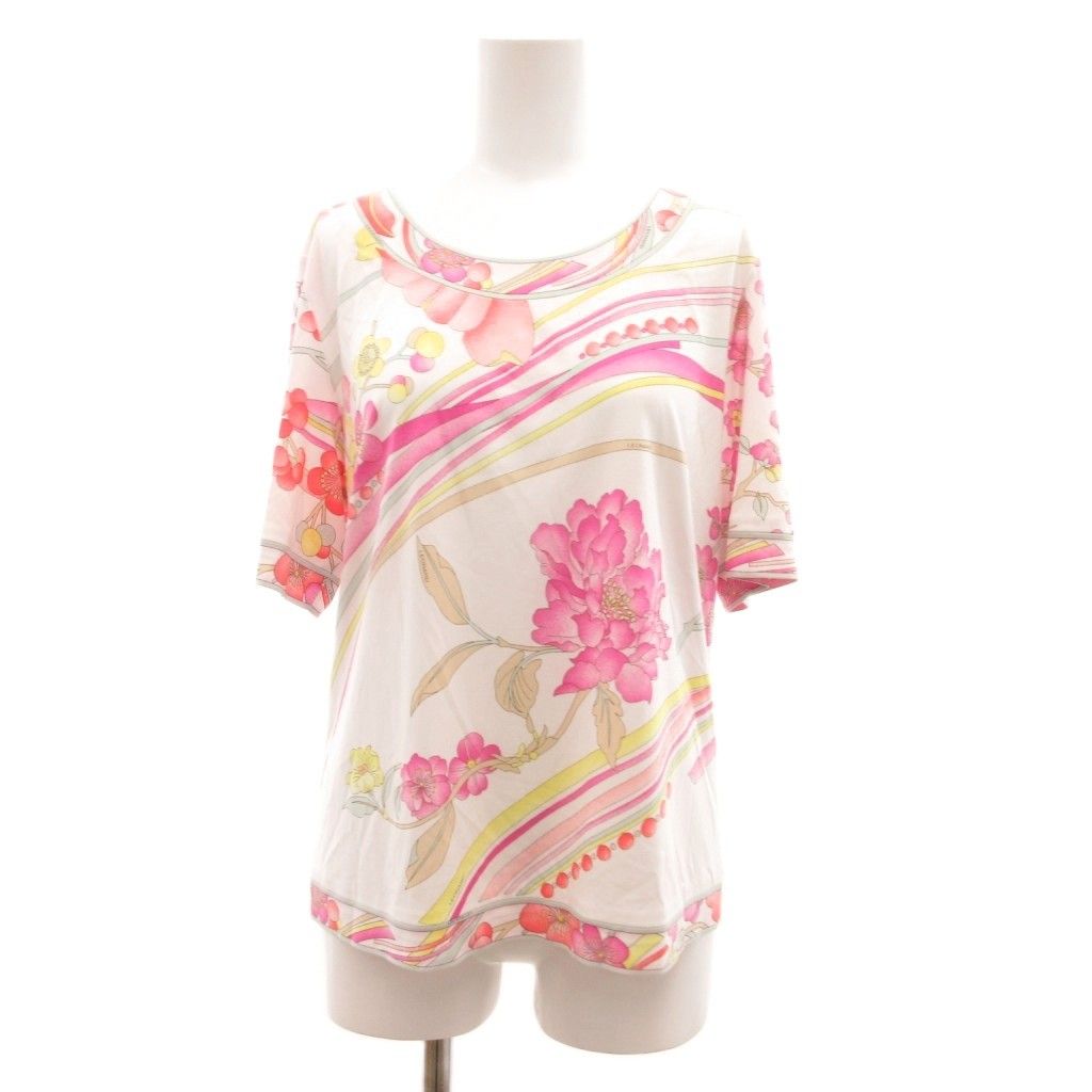 レオナール LEONARD FASHION カンカン カットソー Tシャツ 半袖 総柄