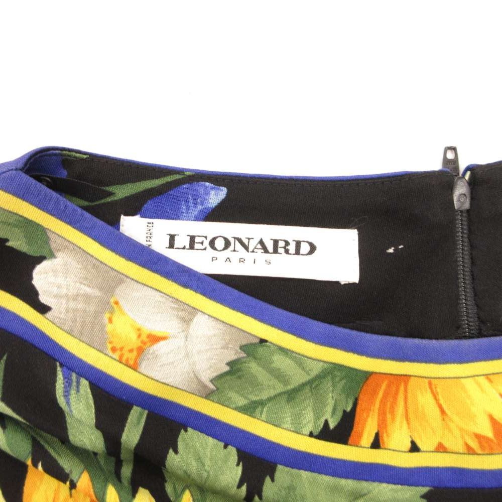 レオナール LEONARD 白タグ カットソー Tシャツ 長袖 総柄 絹 シルク 1