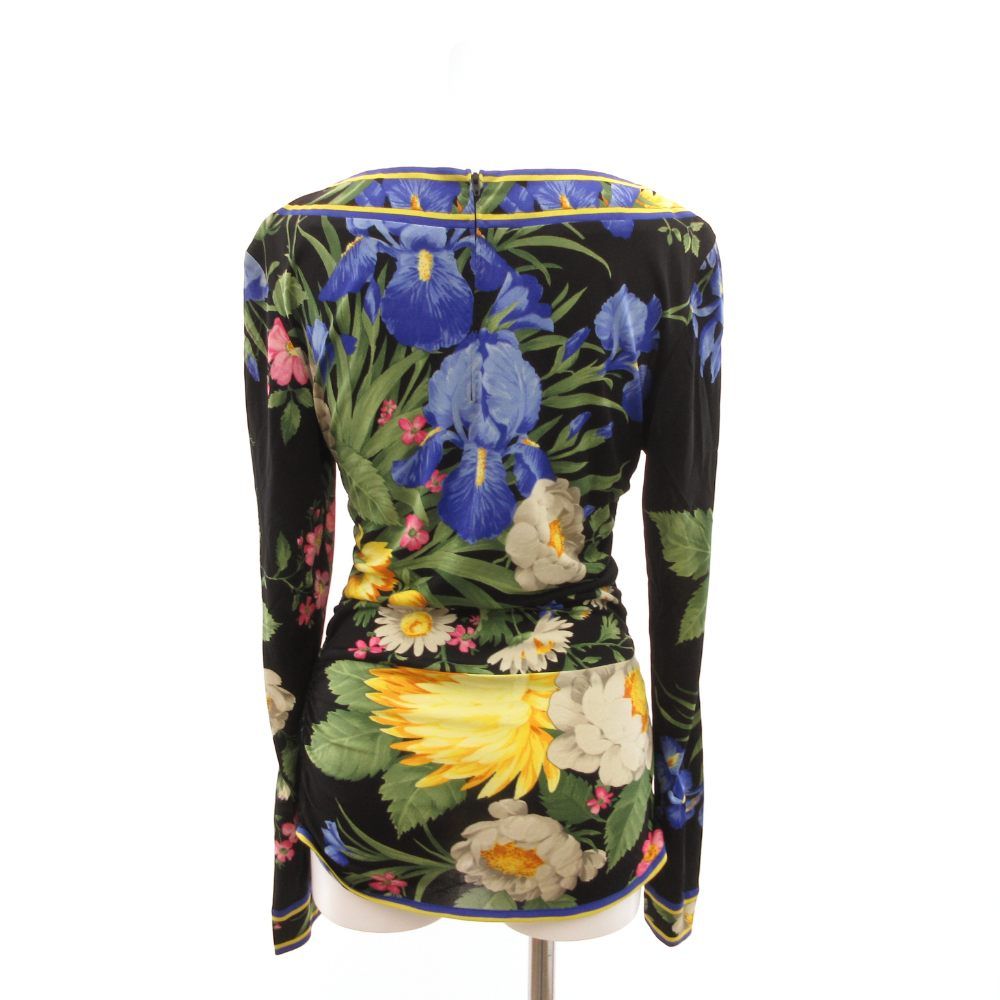 レオナール LEONARD 白タグ カットソー Tシャツ 長袖 総柄 絹 シルク 1