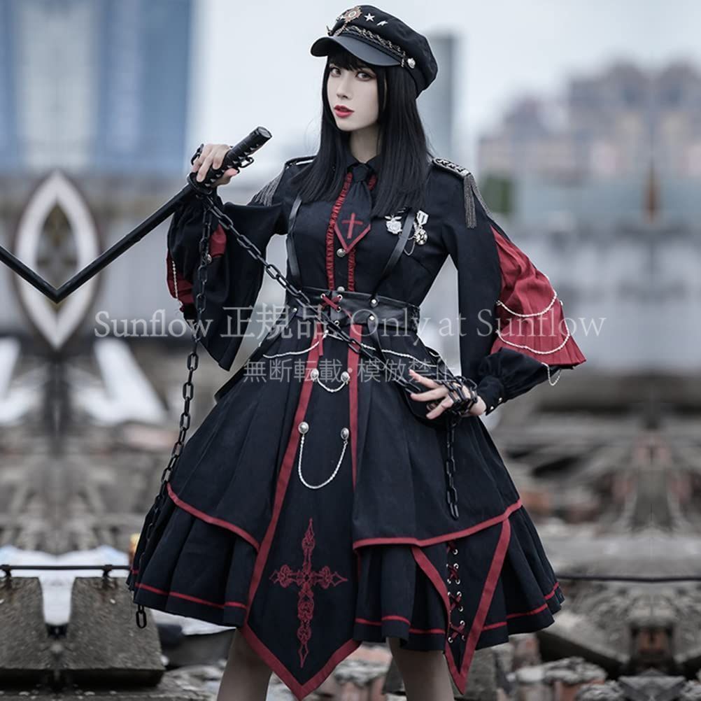 特価】人気商品☆Lolita ワンピース 軍服 ミリタリー 帽子 長袖制服