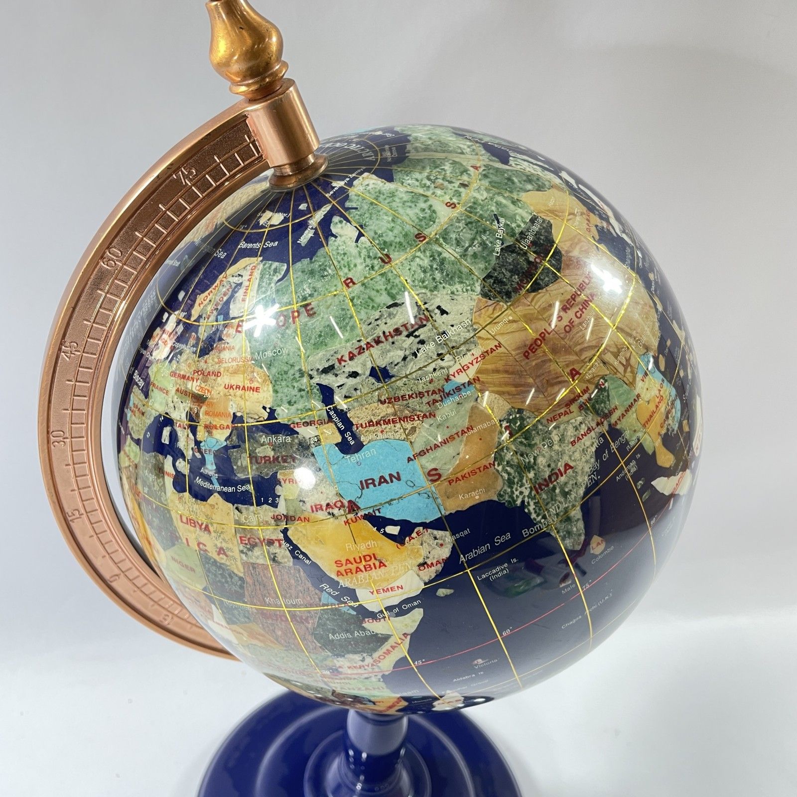 ラピスラズリ 天然石地球儀 45㎝ アンティーク パワーストーン インテリア 置物 1.30 kg