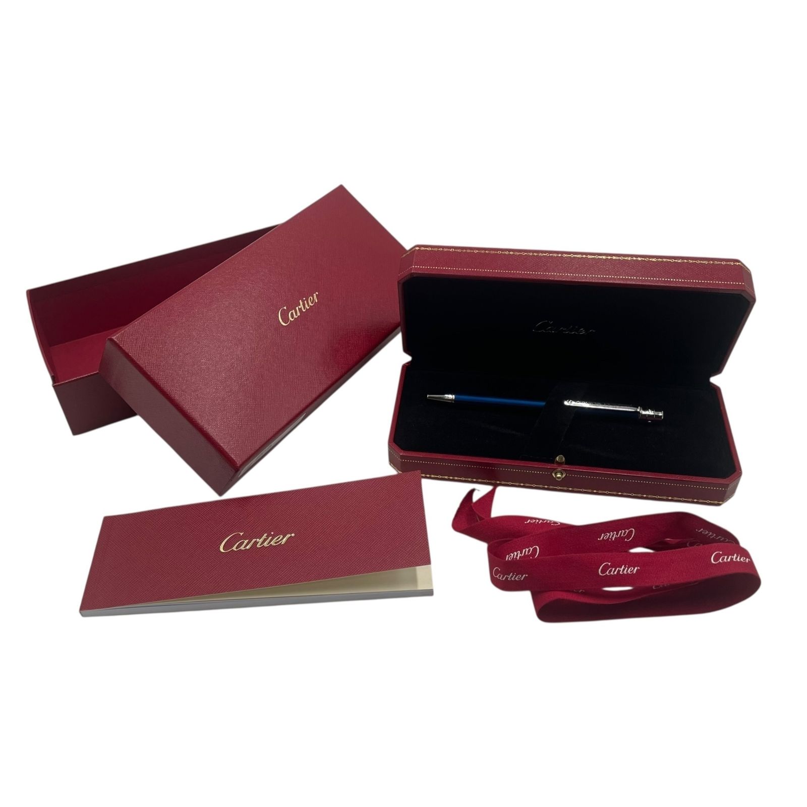 サントス ドゥ カルティエ ボールペン ブルーラッカー パラジウム フィニッシュ