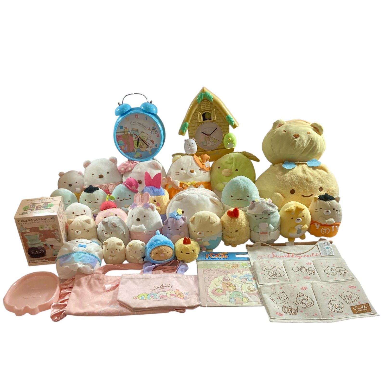 すみっコぐらし グッズ 大量 まとめ商品 ぬいぐるみ 掛け時計 ドリッパー＆ポットセット など タピオカ えびてんのしっぽ 7 kg