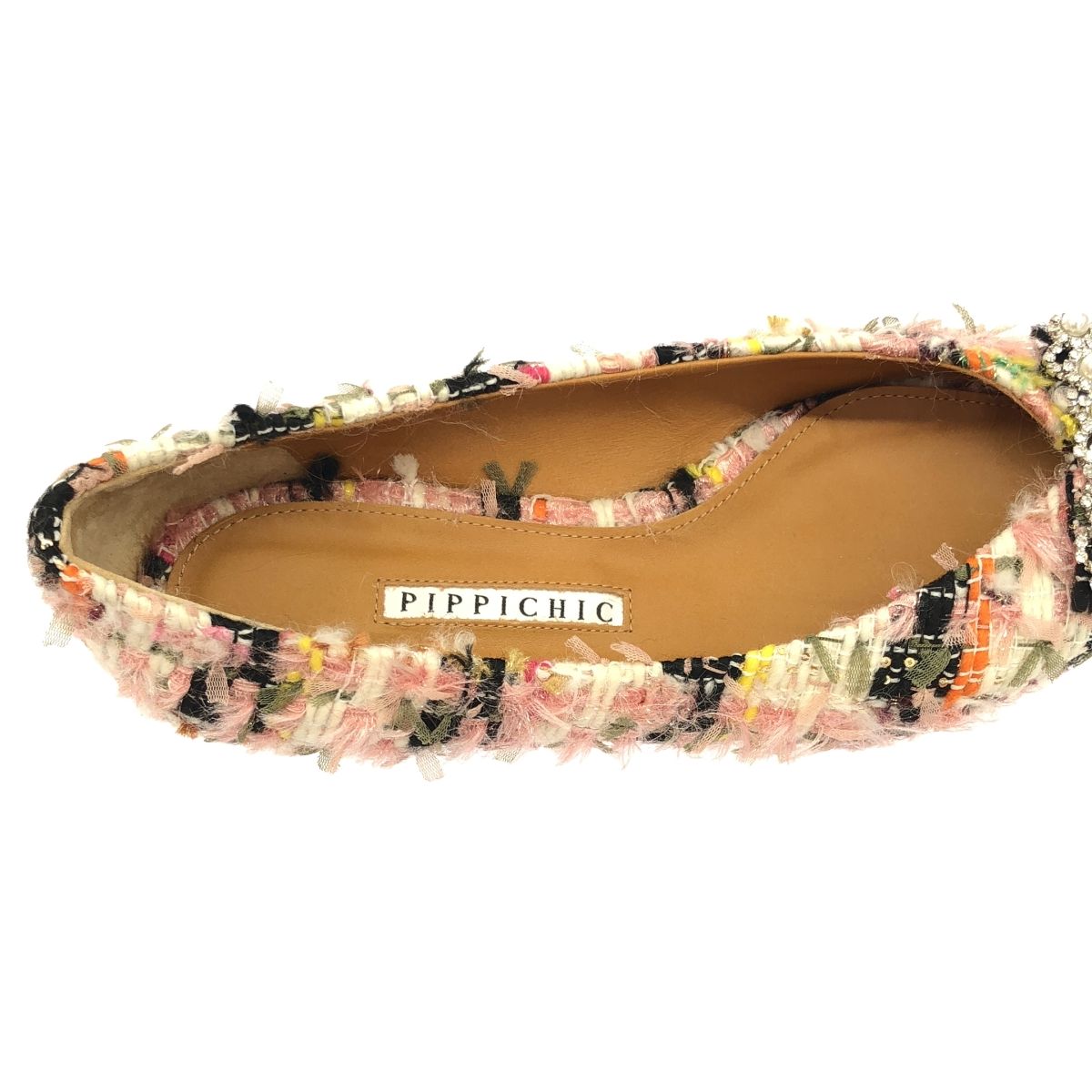 Pippichic ピッピシック Tweed ANNA V JEWERLY Flats ビジューツイード