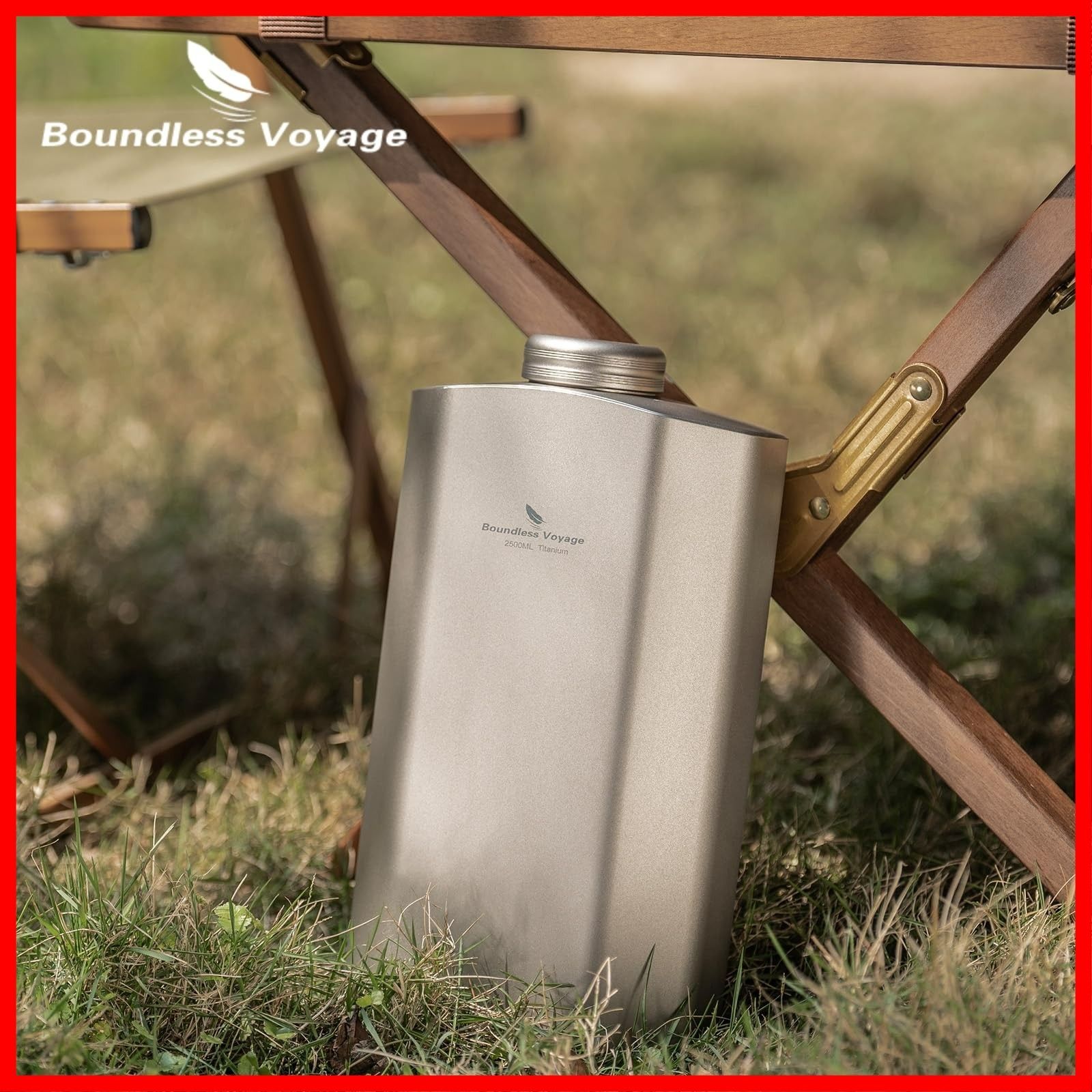  Boundless Voyage チタン水筒 ボトル ミリタリーキャンティーンボトル 大容量 2500 ml 焚き火 軽量 丈夫 錆びない 抗菌水筒 広口 登山 自転車 スポーツ アウトドア キャンプ カバー付き Ti 3004 D その他 文房具 事務用品