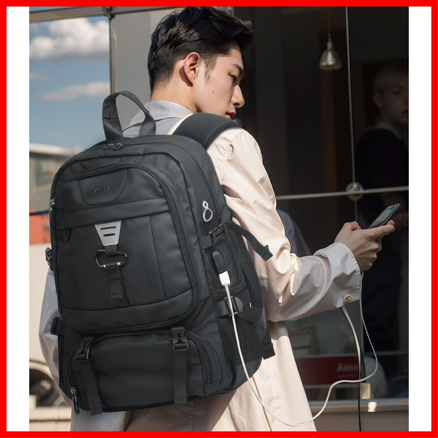  リュック メンズ ビジネスリュック 防災 リュックサック 2025 高密度海綿による負担軽減 防水 AISFA PC カバン 大容量 鞄 15.6インチ 収納 バッグ USB充電ポート 30 L スポーツ アウトドア 旅行 通勤 出張 その他 文房具 事務用品