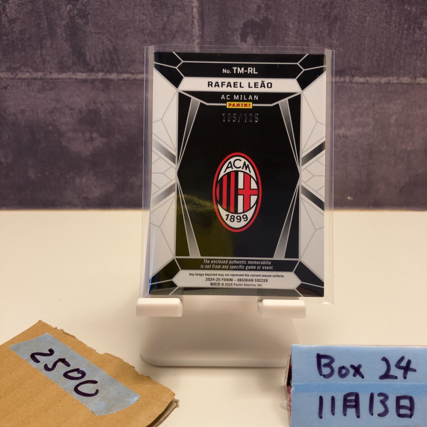 2024-25 Panini Obsidian Rafael Leao 105/125 AC Milan Trifecta