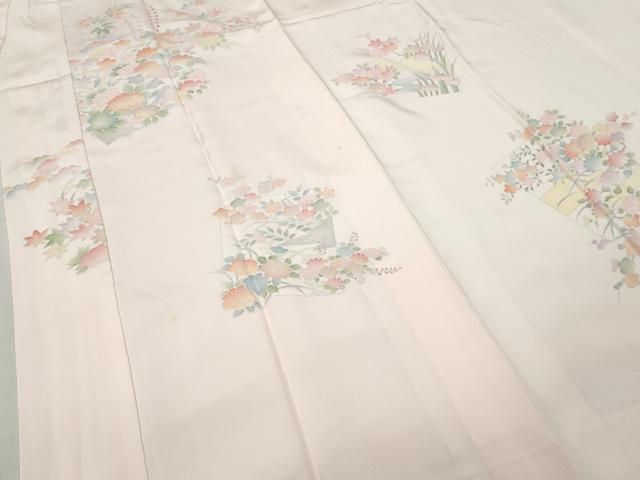 平和屋着物●長襦袢　袷　色紙草花文　暈し染め　半衿刺繍　正絹　逸品　CABD0033ut 平和屋着物○長襦袢 袷 色紙草花文 暈し染め 半衿刺繍 正絹 逸品