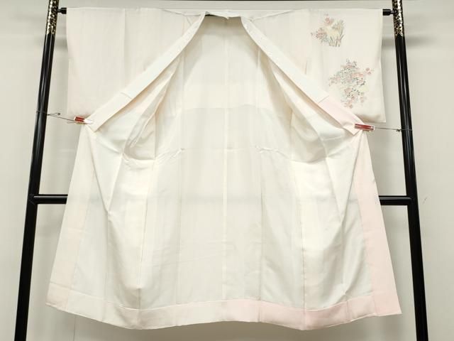 平和屋着物○長襦袢 袷 色紙草花文 暈し染め 半衿刺繍 正絹 逸品