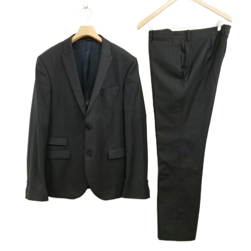 NEIL BARRETT スーツ セットアップ 44 ダークグレー ニールバレット Neil Barrett ストライプ シングル 2B スリムフィット