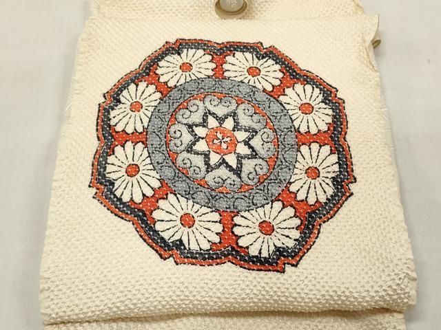 平和屋着物●名門　藤娘きぬたや・総絞り　名古屋帯　帯反物　花絵皿文　逸品　DABB6323we 平和屋着物○名門 藤娘きぬたや・総絞り 九寸名古屋帯 七宝文 正絹
