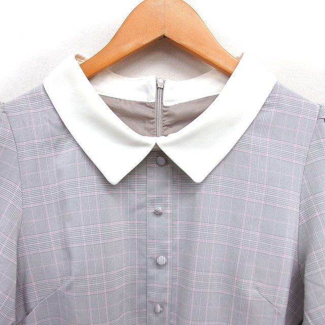 エブリン evelyn グレンチェック フレア ワンピース ミニ ギャザー