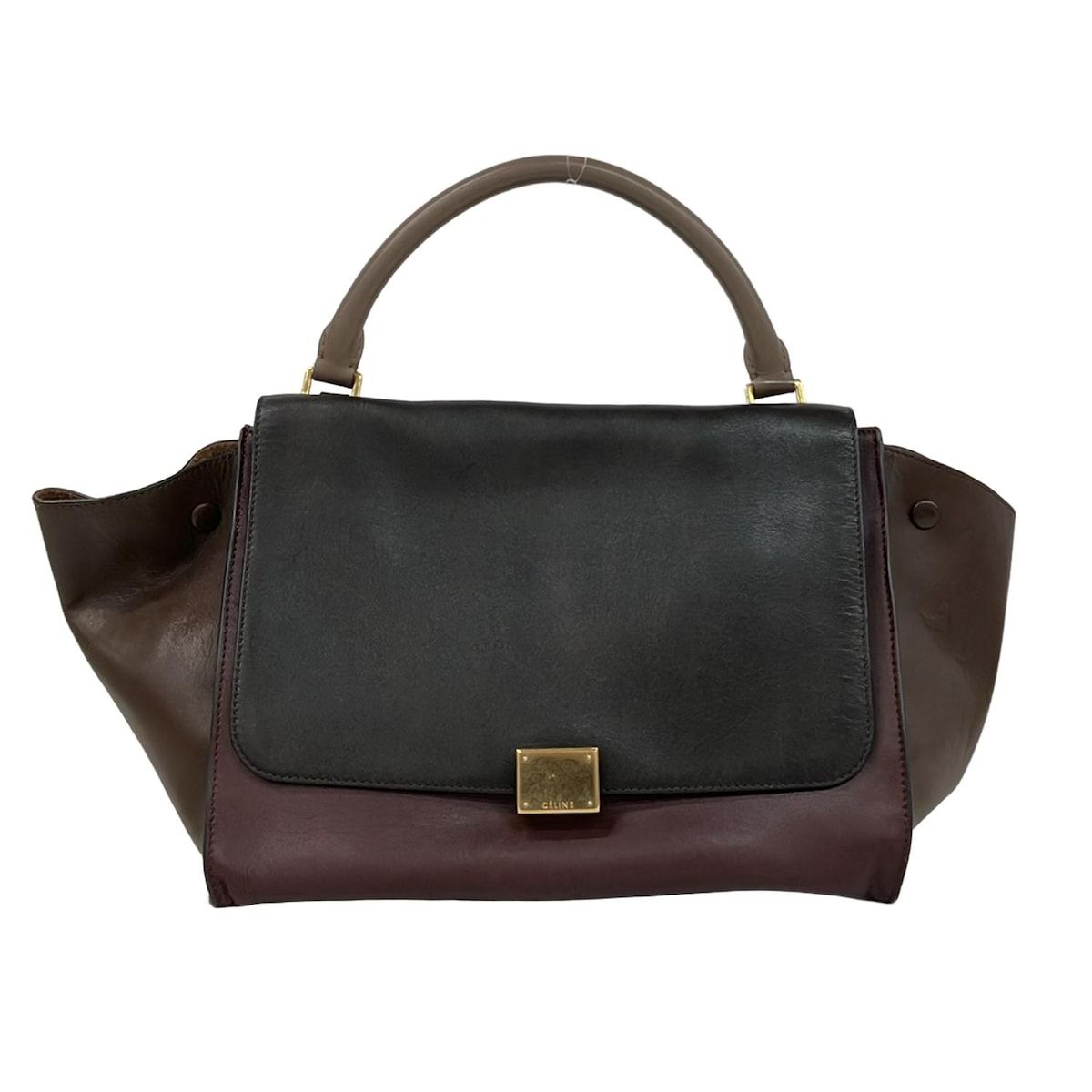 CELINE(セリーヌ) ハンドバッグ トラペーズミディアム 黒×ボルドー  