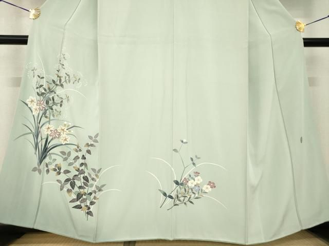 平和屋着物●本加賀友禅作家　金丸充夫　訪問着　草花文　暈し染め　正絹　逸品　AABG0824ck 平和屋着物○本加賀友禅作家 金丸充夫 訪問着 草花文 暈し染め 正絹