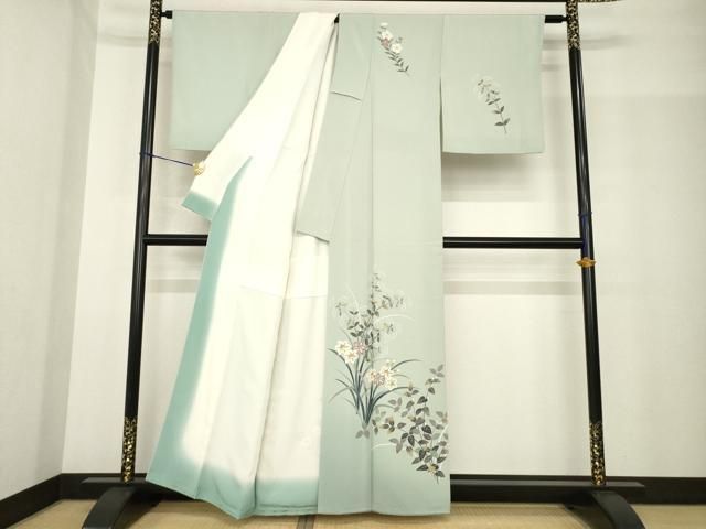 平和屋着物○本加賀友禅作家 金丸充夫 訪問着 草花文 暈し染め 正絹