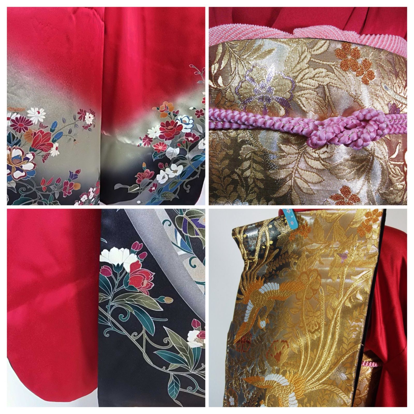 フルセット】振袖（袋帯・長襦袢・帯揚げ・帯締め付き）／正絹／豪華 