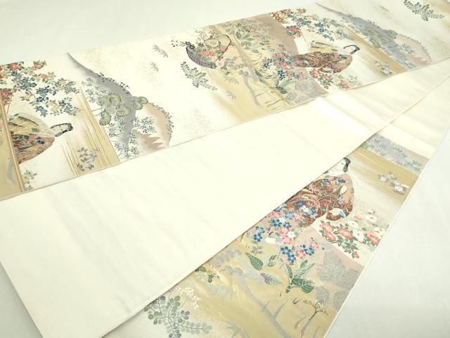 毎田仁郎作　となみ織物　正絹　袋帯　西陣織　本金銀箔　帯　人間国宝 毎田仁郎作となみ織物正絹袋帯西陣織本金銀箔帯人間国宝