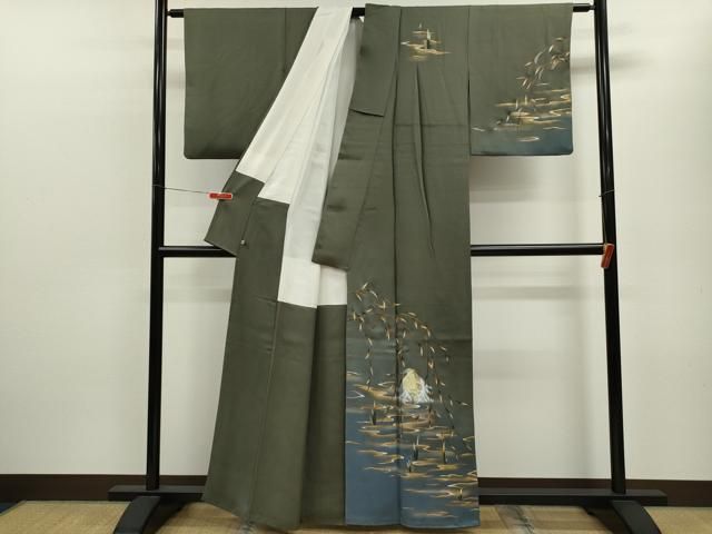 平和屋着物▽訪問着 螺鈿 鷺 金彩 さが美扱い 正絹 逸品 CABB9861ze