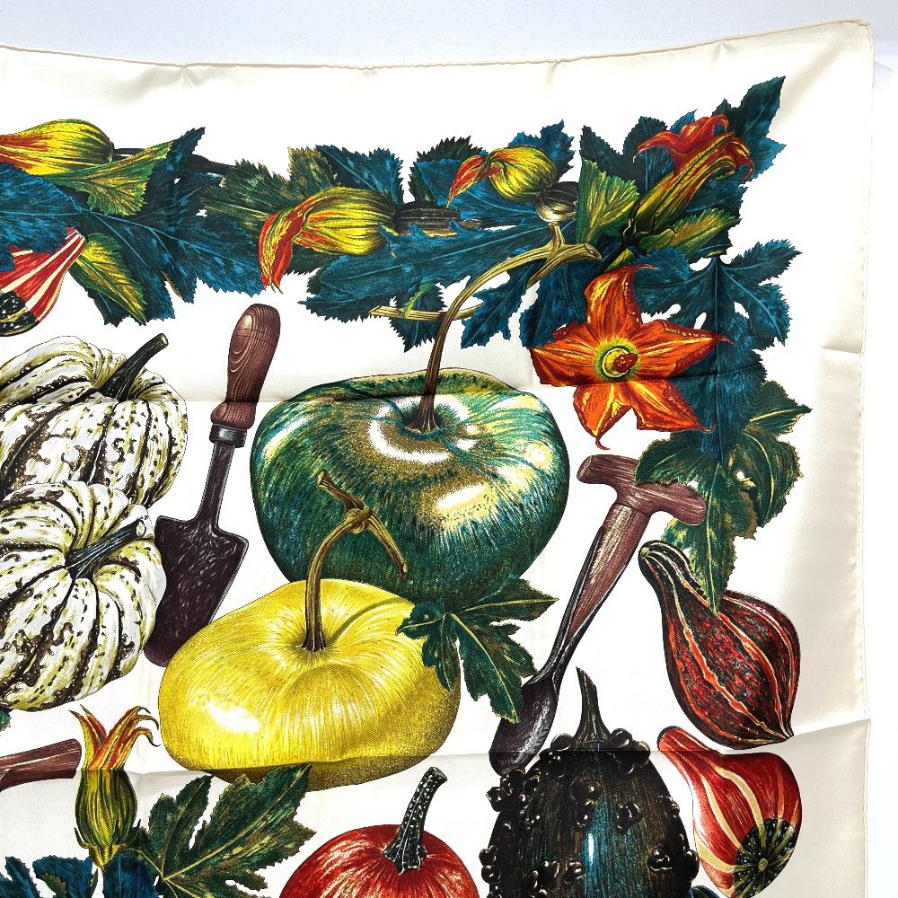 HERMES エルメス かぼちゃとコロシント シルク スカーフ カレ90cm