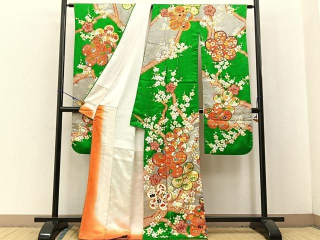 平和屋着物□豪華振袖 駒刺繍 宝尽くし梅文 金彩 正絹 逸品 BAAW5324hj