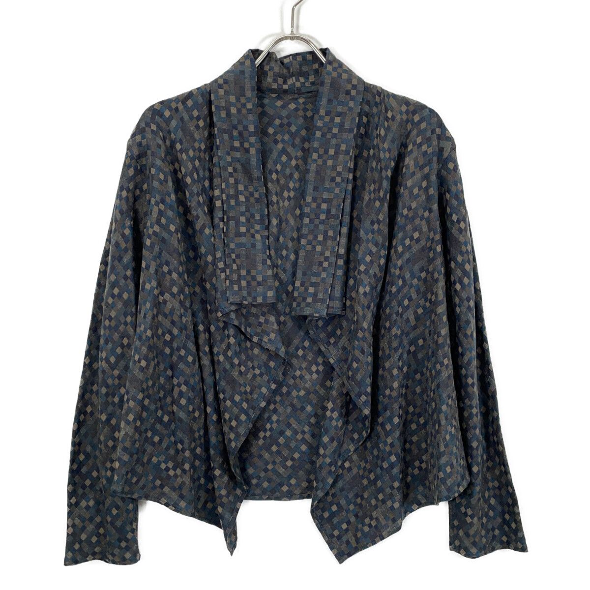 JURGEN LEHL ヨーガンレール ﾌﾞﾗｳﾝ系 ｼﾙｸ×ｺｯﾄﾝ×ｳｰﾙ 幾何学 ｶｰﾃﾞｨｶﾞﾝ