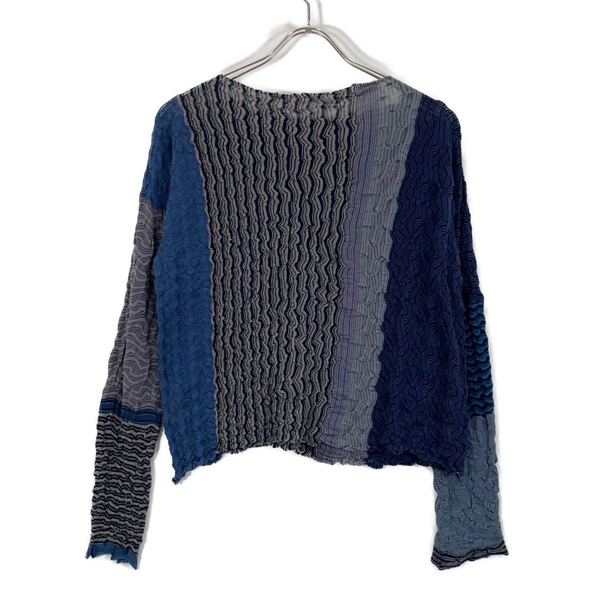 JURGEN LEHL ヨーガンレール ｲﾝﾃﾞｨｺﾞ×ｸﾞﾚｰ 製品縮絨 ｺｯﾄﾝ 長袖ﾌﾞﾗｳｽ