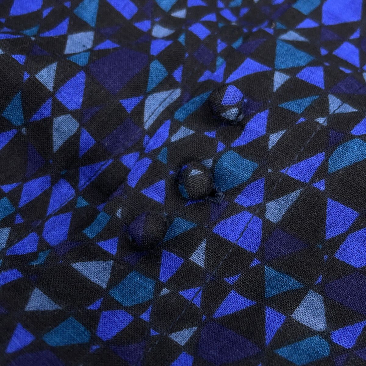 JURGEN LEHL ヨーガンレール ﾌﾞﾙｰ 幾何学 ｺｯﾄﾝ ﾜﾝﾋﾟｰｽ - メルカリ