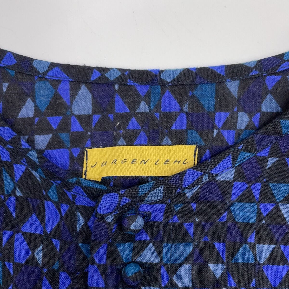 JURGEN LEHL ヨーガンレール ﾌﾞﾙｰ 幾何学 ｺｯﾄﾝ ﾜﾝﾋﾟｰｽ - メルカリ