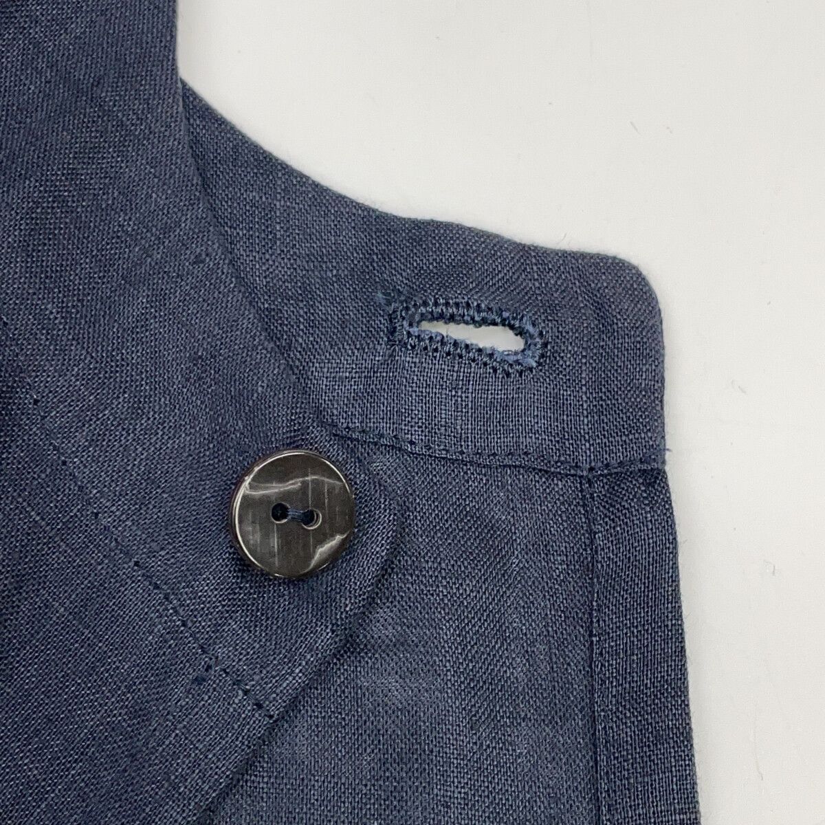 JURGEN LEHL/ノーカラージャケット/sizeM/ネイビー JURGEN LEHL ヨーガンレール ネイビー リネン ノーカラー シャツ