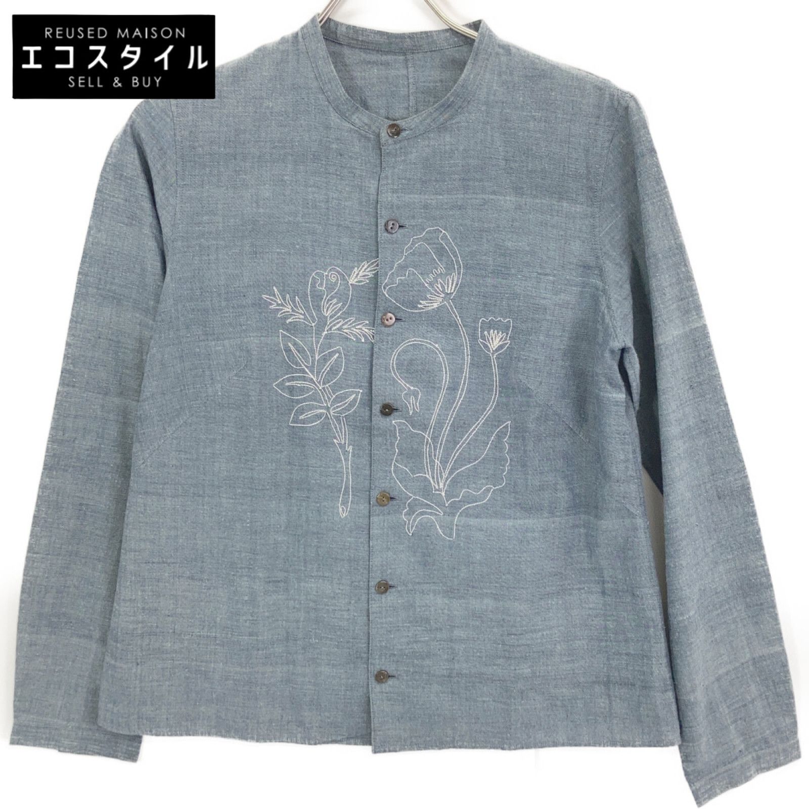 JURGEN LEHL ヨーガンレール ｸﾞﾚｰ ﾉｰｶﾗｰ 花刺繍 ｼｬﾂ - メルカリ