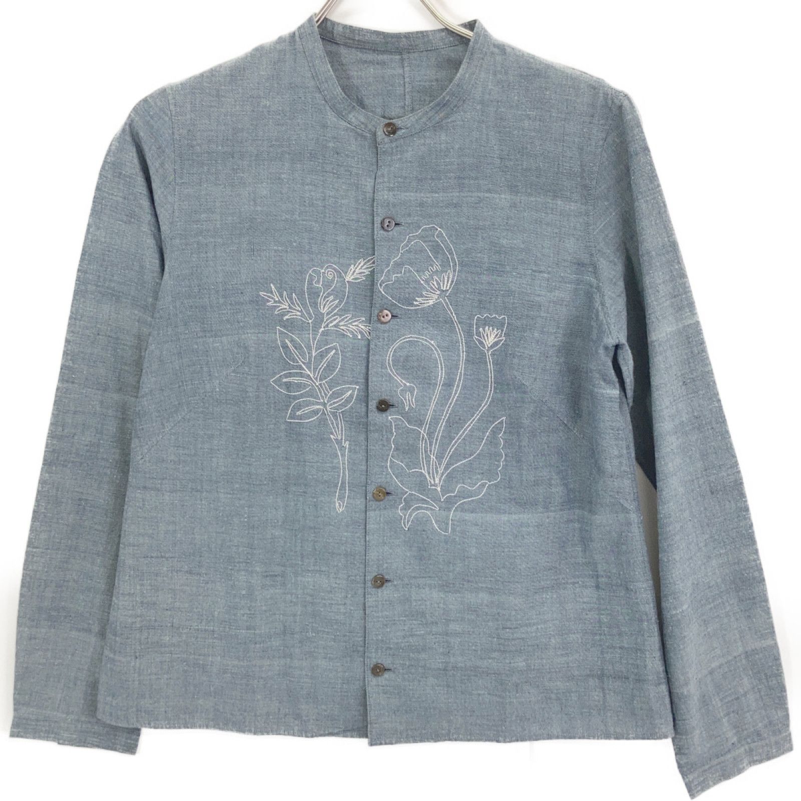 JURGEN LEHL ヨーガンレール ｸﾞﾚｰ ﾉｰｶﾗｰ 花刺繍 ｼｬﾂ - メルカリ