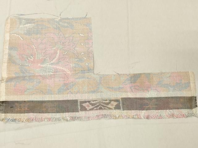 平和屋着物□本場大島紬 7マルキ 草花文 反端付き 正絹 逸品