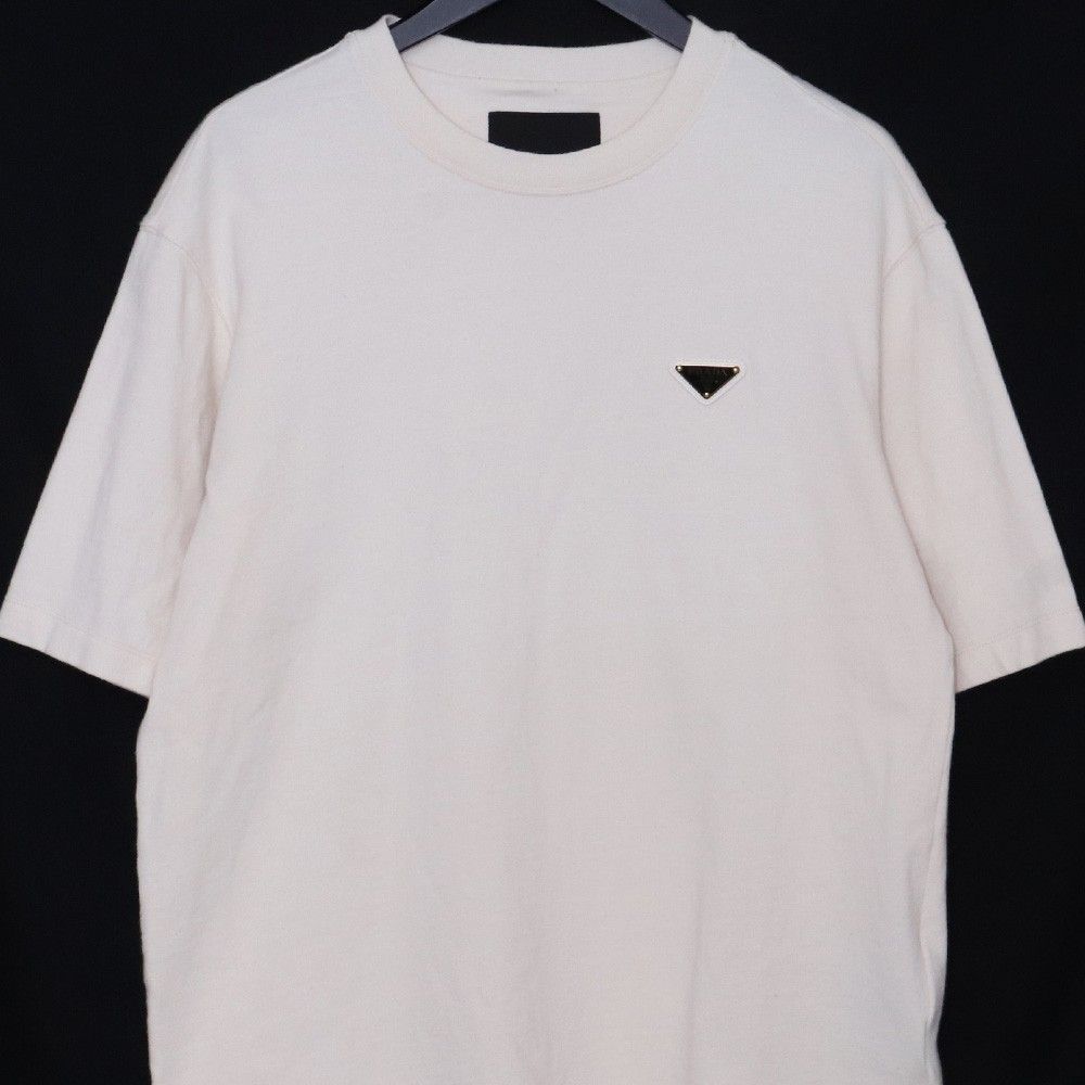 PRADA トライアングルプレートコットンTシャツ XSサイズ アイボリー