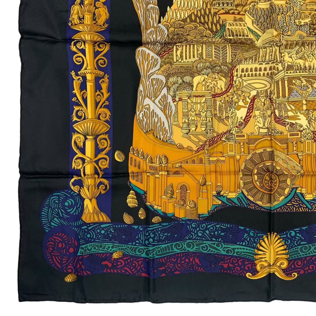 HERMES カレ 90 L'ATLANTIDE スカーフ シルク 【美品】 極美品 HERMES エルメス カレ90 L ATLANTIDE アトランティス大陸