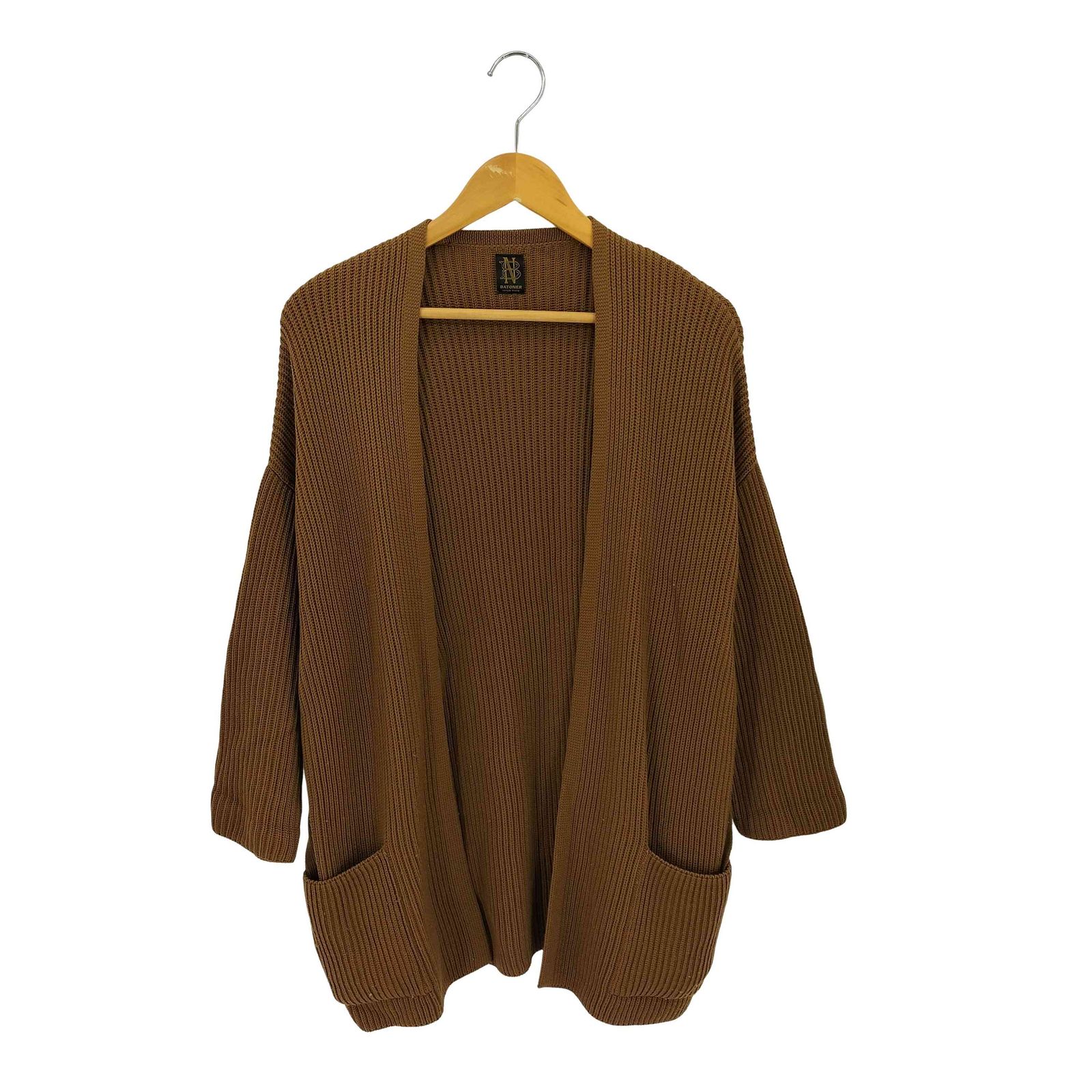 美品　バトナー　モヘヤ　ウール　ガウンカーディガン　羽織　ゆったり　日本製 バトナー BATONER ウール7G両畦ニットガウン カーディガン レディース