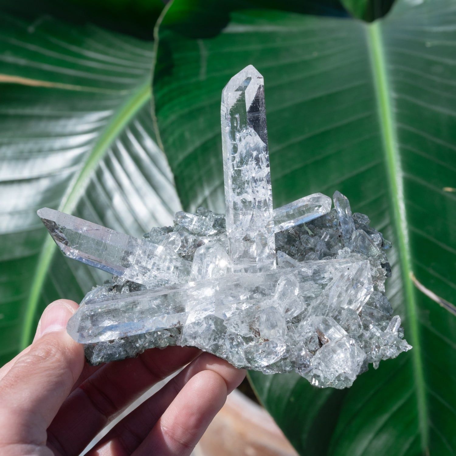 一点物】 ヒマラヤ水晶原石 【196.5g】クラスター・透明・クローライト