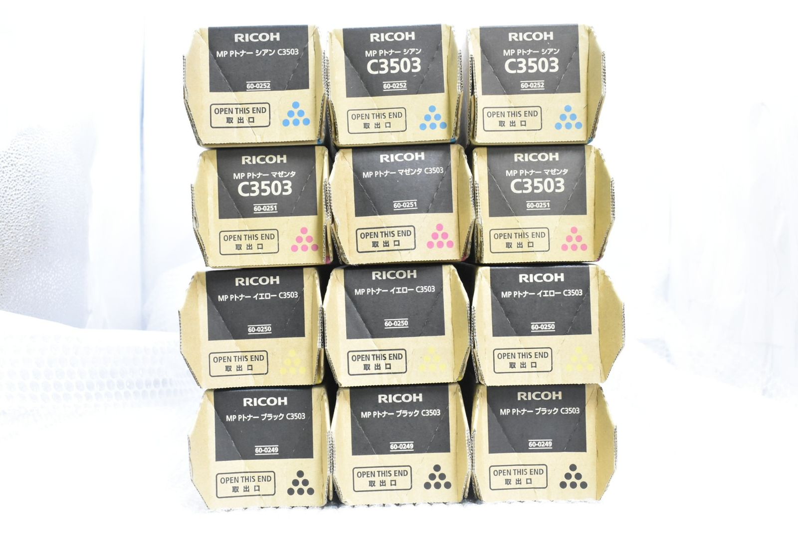 未使用 RICOH 純正 トナー C3503 4色12本（シアン・マゼンタ・イエロー