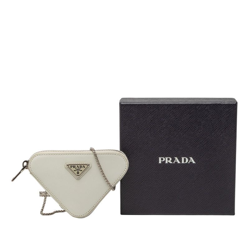 PRADAプラダ 三角ロゴ ポーチ　バッグホルダー PRADA] プラダ 三角ロゴ ポコノ ラージ ポーチバック☆関税込☆