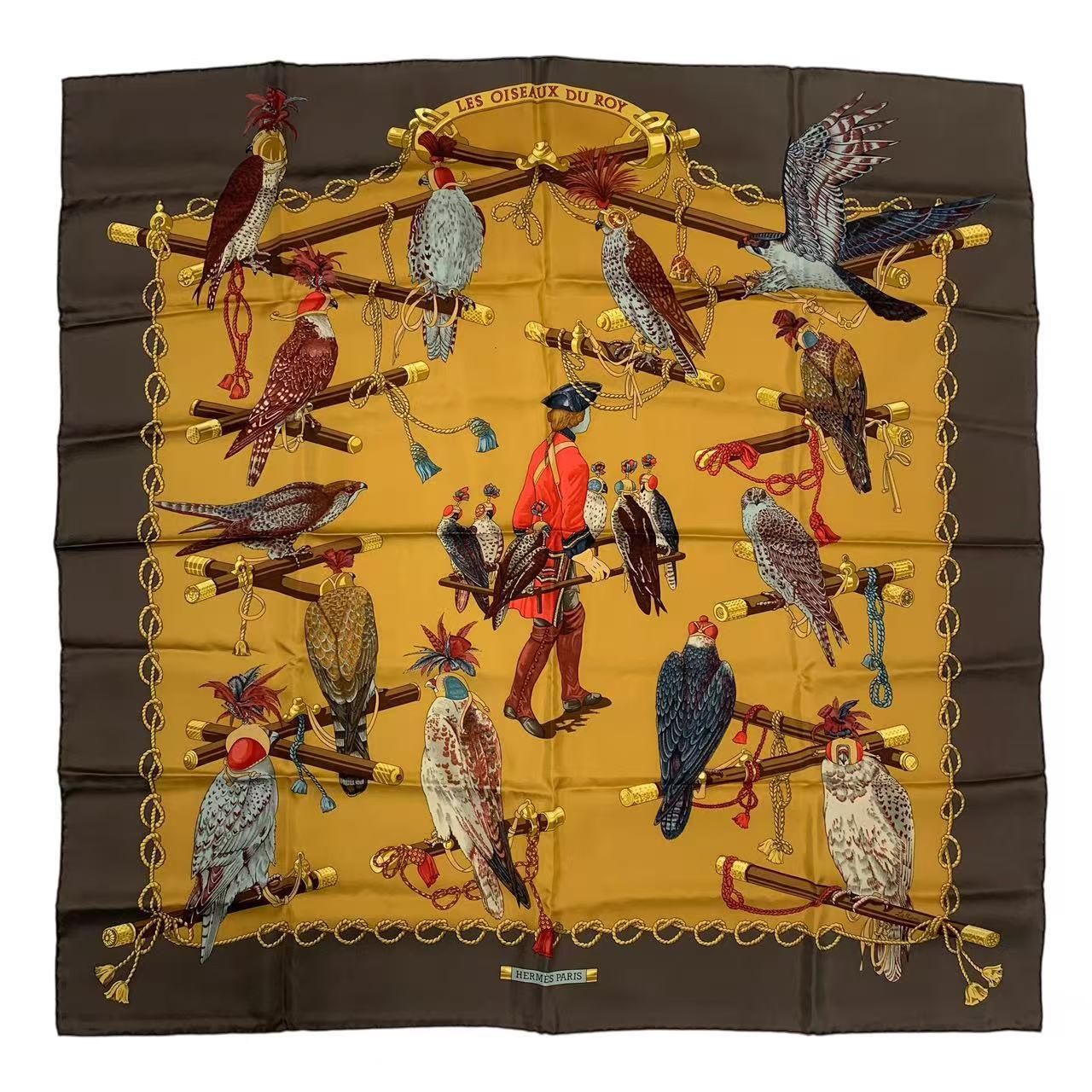 極美品 HERMES エルメス カレ90 スカーフ LES OISEAUX DU ROY 王の鳥