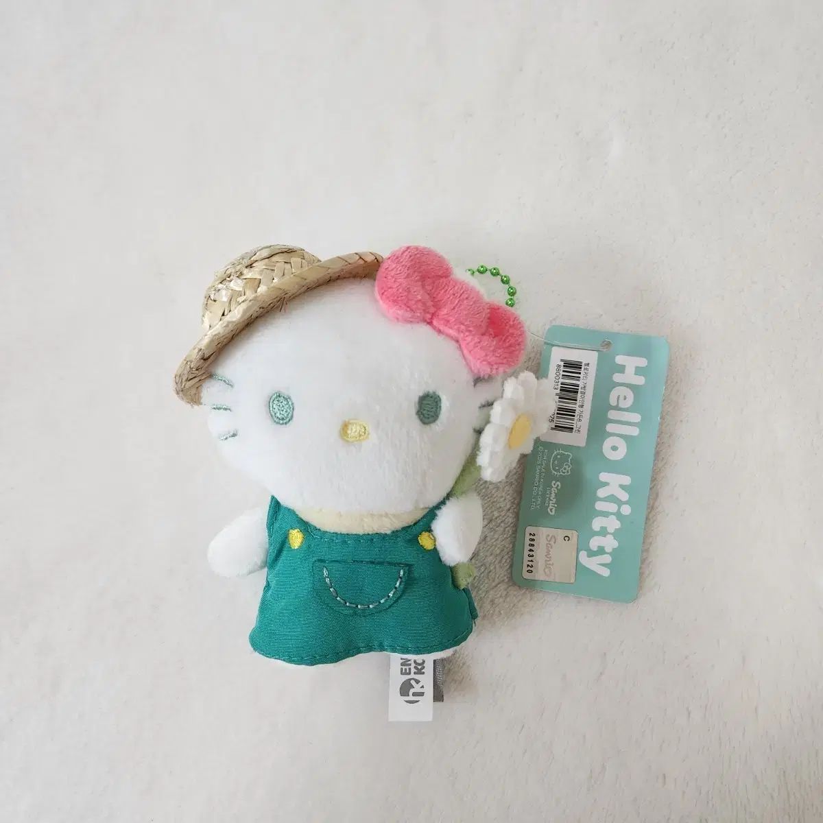 ハローキティ 麦わら帽子 ガーデン グリーン ぬいぐるみ キーホルダー