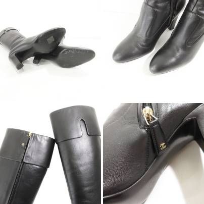 シャネル CHANEL 美品 箱付き 保存袋有 レザー ロング ブーツ 靴