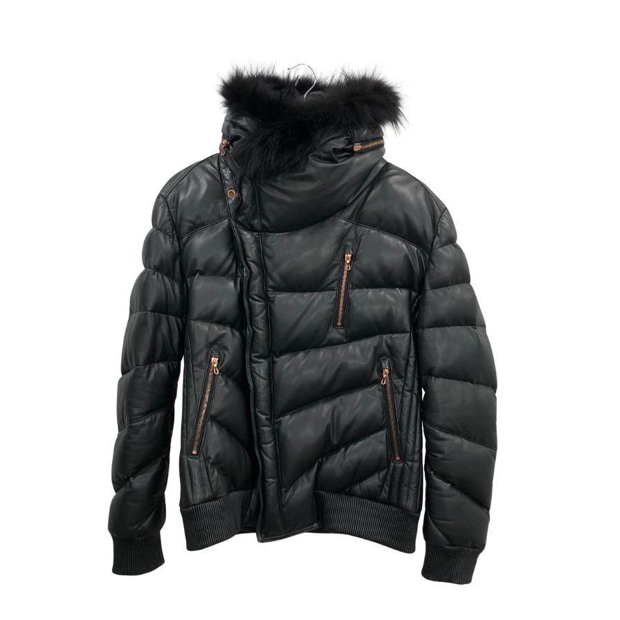 トルネードマート ダウンジャケット ラムレザー ブラック サイズM