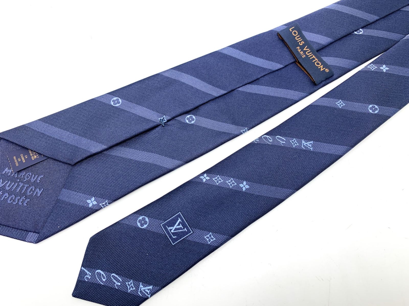 メンズ LOUIS VUITTON ルイヴィトン シルク ネイビー ネクタイ M90723