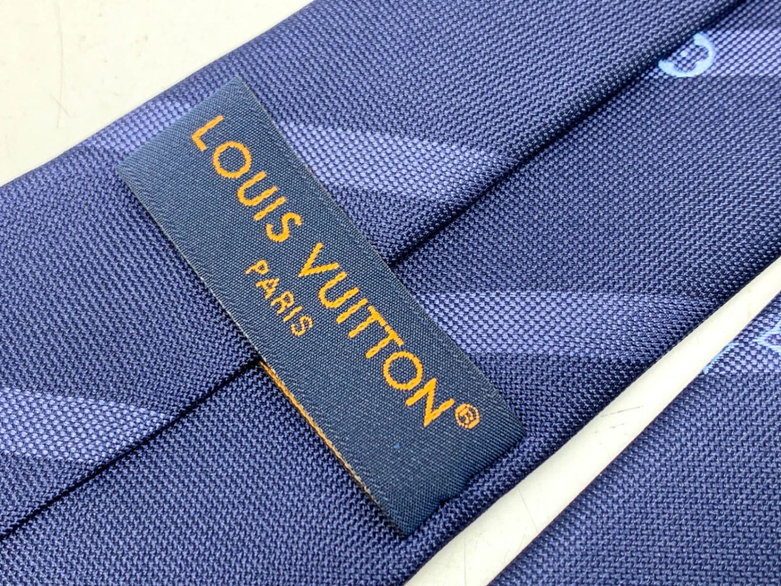 メンズ LOUIS VUITTON ルイヴィトン シルク ネイビー ネクタイ M90723