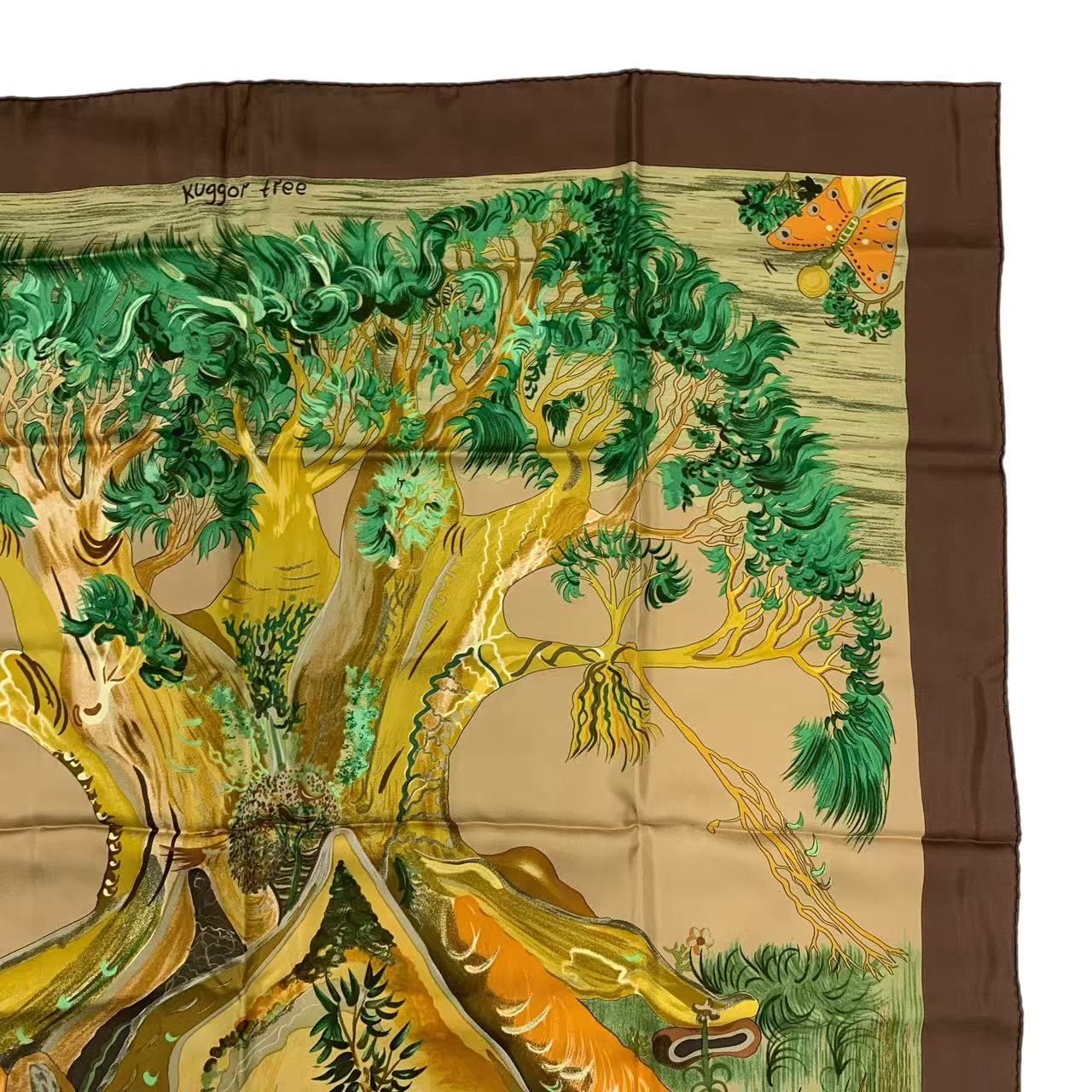 極美品 HERMES エルメス カレ90 スカーフ シルク kuggor tree クガール