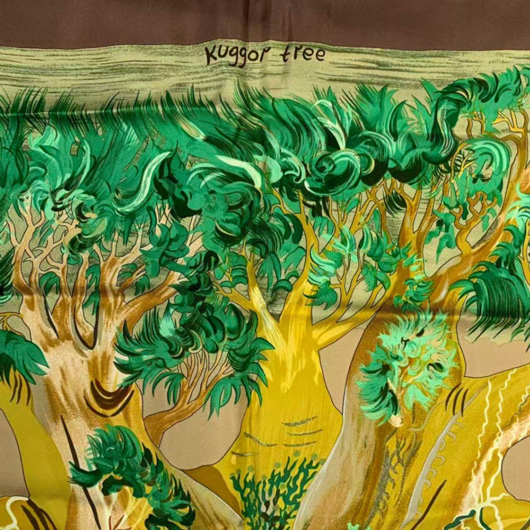 HERMES カレ90 KOGGOR TREE スカーフ 極美品 HERMES エルメス カレ90 スカーフ シルク kuggor tree クガール