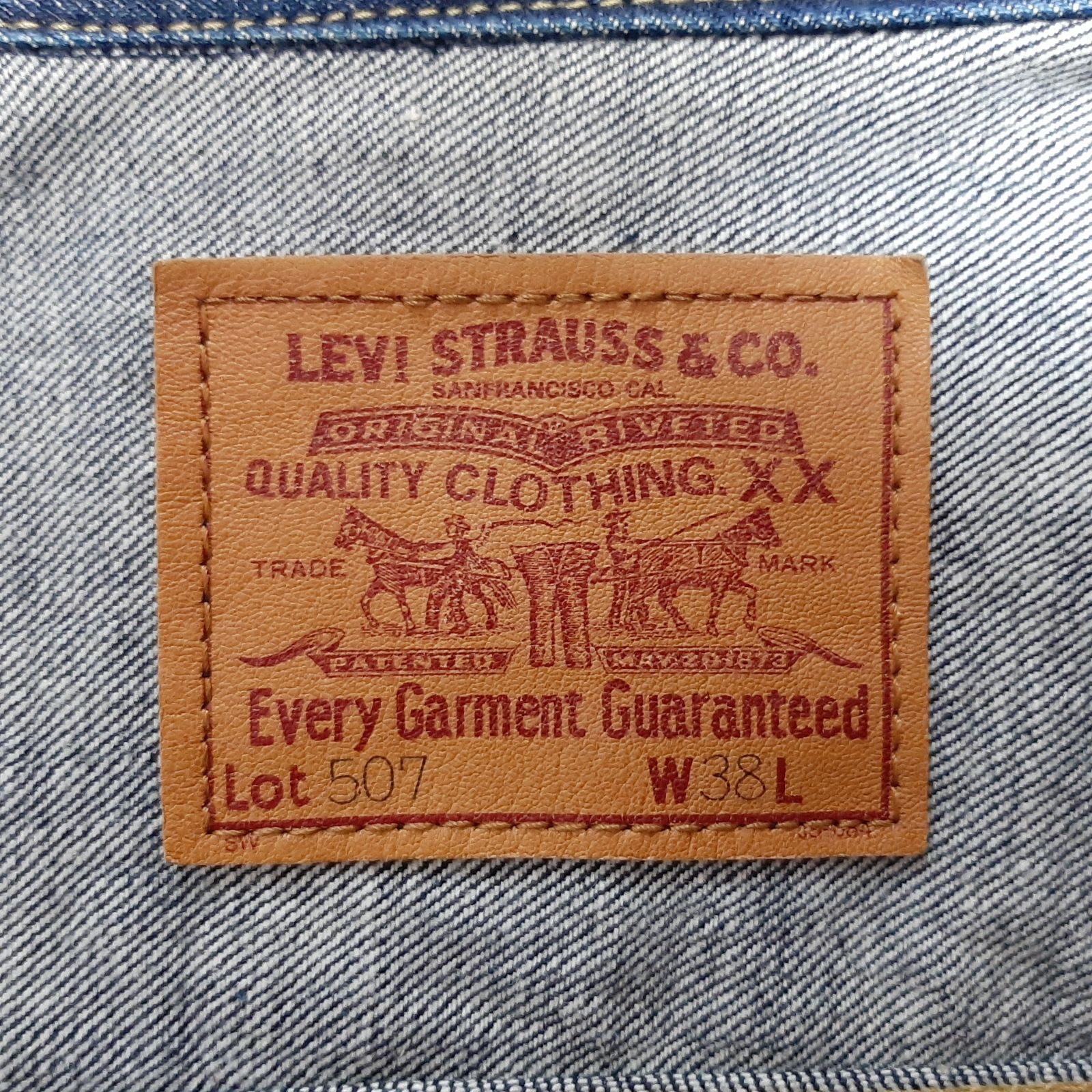 size 38】96年製 LEVI'S 507XX セカンド 2nd レザーパッチ 濃紺 日本製