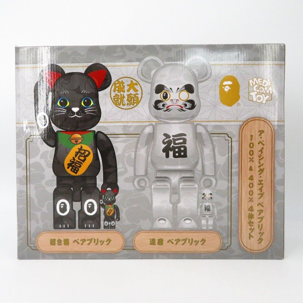 BE@RBRICK BAPE?? 招き猫 黒メッキ／達磨 白メッキ 100% & 400%（4体